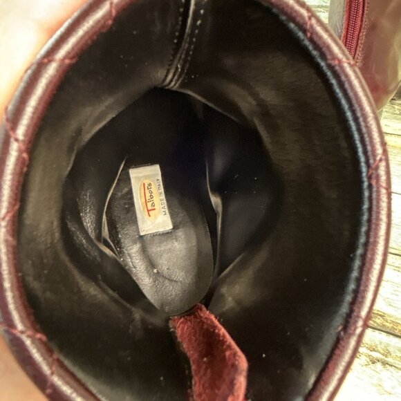 Talbots Boots Womens Size 6 Burgundy Leather Ankle Block Heel Zip Dress Workwear - Picture 4 of 13